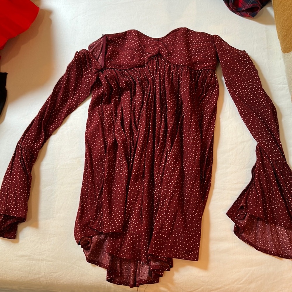 12th Tribe Maroon off the shoulder long sleeve dress